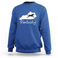 Kentucky State Map with Racing Horse Sweatshirt Bluegrass State Pride Equestrian