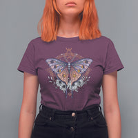 Spiritual Mystical Superimposed Surrealism Art Spiritual Luna Moth Celestial T-Shirt for Women, Spirituality T Shirt For Women - Wonder Print Shop