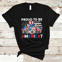 American Cat T Shirt Proud To Be An Americat Patriotic American Cat 4th Of July Americat US Flag - Wonder Print Shop