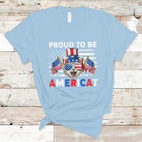 American Cat T Shirt Proud To Be An Americat Patriotic American Cat 4th Of July Americat US Flag - Wonder Print Shop