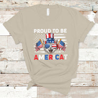 American Cat T Shirt Proud To Be An Americat Patriotic American Cat 4th Of July Americat US Flag - Wonder Print Shop