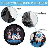 4th of July Gnome Spare Tire Cover Merica Gnomes USA Flag Fireworks