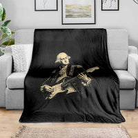 George Washington Rock Star Vintage Portrait Throw Blanket Funny Electric Guitar Player Founding Father Retro Aesthetic Patriotic Graphic