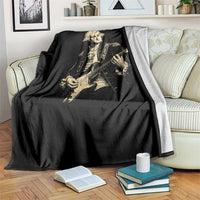 George Washington Rock Star Vintage Portrait Throw Blanket Funny Electric Guitar Player Founding Father Retro Aesthetic Patriotic Graphic