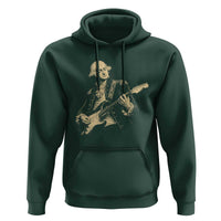 George Washington Rock Star Vintage Portrait Hoodie Funny Electric Guitar Player Founding Father Retro Aesthetic Patriotic Graphic