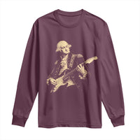 George Washington Rock Star Vintage Portrait Long Sleeve Shirt Funny Electric Guitar Player Founding Father Retro Aesthetic Patriotic Graphic