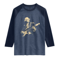 George Washington Rock Star Vintage Portrait Raglan Shirt Funny Electric Guitar Player Founding Father Retro Aesthetic Patriotic Graphic