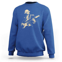 George Washington Rock Star Vintage Portrait Sweatshirt Funny Electric Guitar Player Founding Father Retro Aesthetic Patriotic Graphic