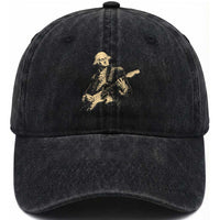 George Washington Rock Star Vintage Portrait Washed Cotton Baseball Cap Funny Electric Guitar Player Founding Father Retro Aesthetic Patriotic Graphic