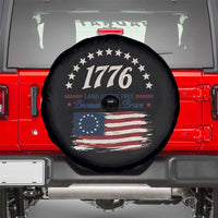 1776 Land of the Free Distressed Arch Graphic Spare Tire Cover Vintage Betsy Ross American Flag Stars Retro Patriotic