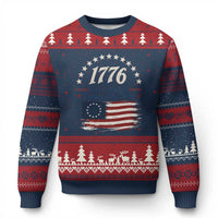 1776 Land of the Free Distressed Arch Graphic Ugly Christmas Sweater Vintage Betsy Ross American Flag Stars Retro Patriotic