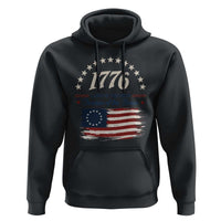 1776 Land of the Free Distressed Arch Graphic Hoodie Vintage Betsy Ross American Flag Stars Retro Patriotic