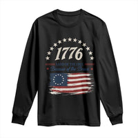 1776 Land of the Free Distressed Arch Graphic Long Sleeve Shirt Vintage Betsy Ross American Flag Stars Retro Patriotic