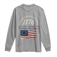 1776 Land of the Free Distressed Arch Graphic Long Sleeve Shirt Vintage Betsy Ross American Flag Stars Retro Patriotic