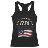 1776 Land of the Free Distressed Arch Graphic Racerback Tank Top Vintage Betsy Ross American Flag Stars Retro Patriotic