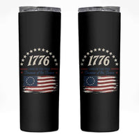 1776 Land of the Free Distressed Arch Graphic Skinny Tumbler Vintage Betsy Ross American Flag Stars Retro Patriotic