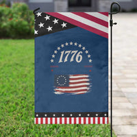 1776 Land of the Free Distressed Arch Graphic Patriotic Garden Flag Vintage Betsy Ross American Flag Stars Retro
