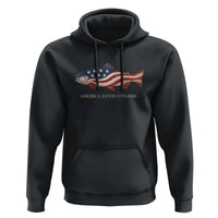 America 250th Anniversary Patriotic Fish Graphic Hoodie American Flag Salmon Trout Fishing 1776 to 2026 Semiquincentennial