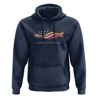 America 250th Anniversary Patriotic Fish Graphic Hoodie American Flag Salmon Trout Fishing 1776 to 2026 Semiquincentennial