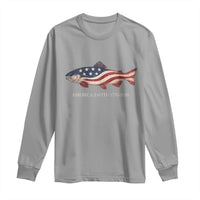 America 250th Anniversary Patriotic Fish Graphic Long Sleeve Shirt American Flag Salmon Trout Fishing 1776 to 2026 Semiquincentennial