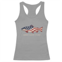 America 250th Anniversary Patriotic Fish Graphic Racerback Tank Top American Flag Salmon Trout Fishing 1776 to 2026 Semiquincentennial