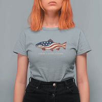 America 250th Anniversary Patriotic Fish Graphic T Shirt For Women American Flag Salmon Trout Fishing 1776 to 2026 Semiquincentennial