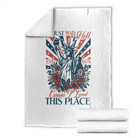 I'm Just Mad As Hell Cause I Love This Place Throw Blanket Vintage Statue of Liberty Patriotic Retro Flora