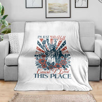 I'm Just Mad As Hell Cause I Love This Place Throw Blanket Vintage Statue of Liberty Patriotic Retro Flora