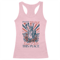 I'm Just Mad As Hell Cause I Love This Place Racerback Tank Top Vintage Statue of Liberty Patriotic Retro Flora