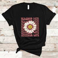 Teacher Life T Shirt Back To School Inspiration Groovy Daisy - Wonder Print Shop