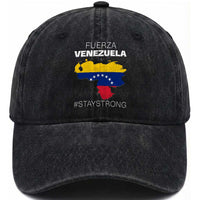 Fuerza Venezuela Strong Solidarity Washed Cotton Baseball Cap Hope Support Venezuelan Patriotic Flag Map