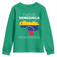Fuerza Venezuela Strong Solidarity Youth Sweatshirt Hope Support Venezuelan Patriotic Flag Map