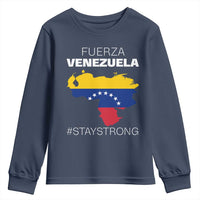 Fuerza Venezuela Strong Solidarity Youth Sweatshirt Hope Support Venezuelan Patriotic Flag Map