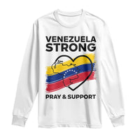Venezuela Strong Pray and Support Long Sleeve Shirt Solidarity Patriotic Venezuelan Flag Map Heart