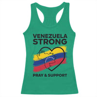 Venezuela Strong Pray and Support Racerback Tank Top Solidarity Patriotic Venezuelan Flag Map Heart