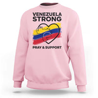 Venezuela Strong Pray and Support Sweatshirt Solidarity Patriotic Venezuelan Flag Map Heart