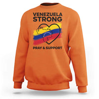 Venezuela Strong Pray and Support Sweatshirt Solidarity Patriotic Venezuelan Flag Map Heart