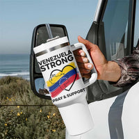 Venezuela Strong Pray and Support Tumbler With Handle Solidarity Patriotic Venezuelan Flag Map Heart