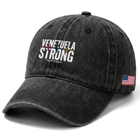 Venezuela Strong Venezuelan Heartbeat Washed Cotton Baseball Cap Solidarity Resilience Hope and Prayer