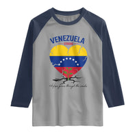 Venezuela Strong Healing Support Raglan Shirt Hope Grows Through Cracks Venezuelan Flag Heart