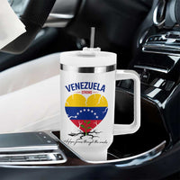 Venezuela Strong Healing Support Tumbler With Handle Hope Grows Through Cracks Venezuelan Flag Heart