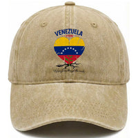 Venezuela Strong Healing Support Washed Cotton Baseball Cap Hope Grows Through Cracks Venezuelan Flag Heart