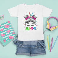 Lil Miss Kindergarten T Shirt For Kid Cute Kinder Girl Era Hair Bun - Wonder Print Shop