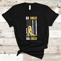 Childhood Cancer Awareness T Shirt Childhood Be Bold Go Gold US Flag - Wonder Print Shop