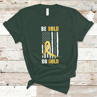 Childhood Cancer Awareness T Shirt Childhood Be Bold Go Gold US Flag - Wonder Print Shop