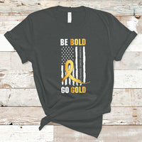 Childhood Cancer Awareness T Shirt Childhood Be Bold Go Gold US Flag - Wonder Print Shop