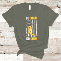 Childhood Cancer Awareness T Shirt Childhood Be Bold Go Gold US Flag - Wonder Print Shop