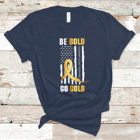 Childhood Cancer Awareness T Shirt Childhood Be Bold Go Gold US Flag - Wonder Print Shop