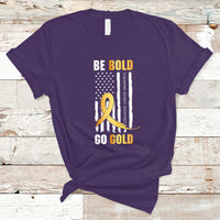 Childhood Cancer Awareness T Shirt Childhood Be Bold Go Gold US Flag - Wonder Print Shop