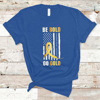 Childhood Cancer Awareness T Shirt Childhood Be Bold Go Gold US Flag - Wonder Print Shop